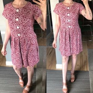 Vintage Floral Romper with White Buttons